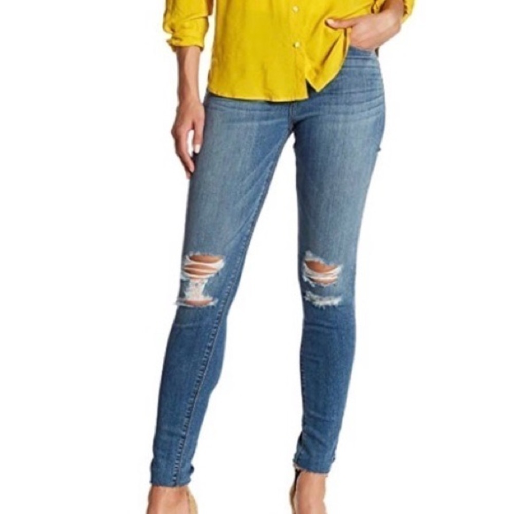 Hudson High Rise Blair Ankle Super Skinny‎ Distressed Denim Jeans